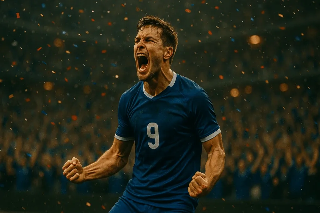 Igrač slavi gol pred punim tribinama