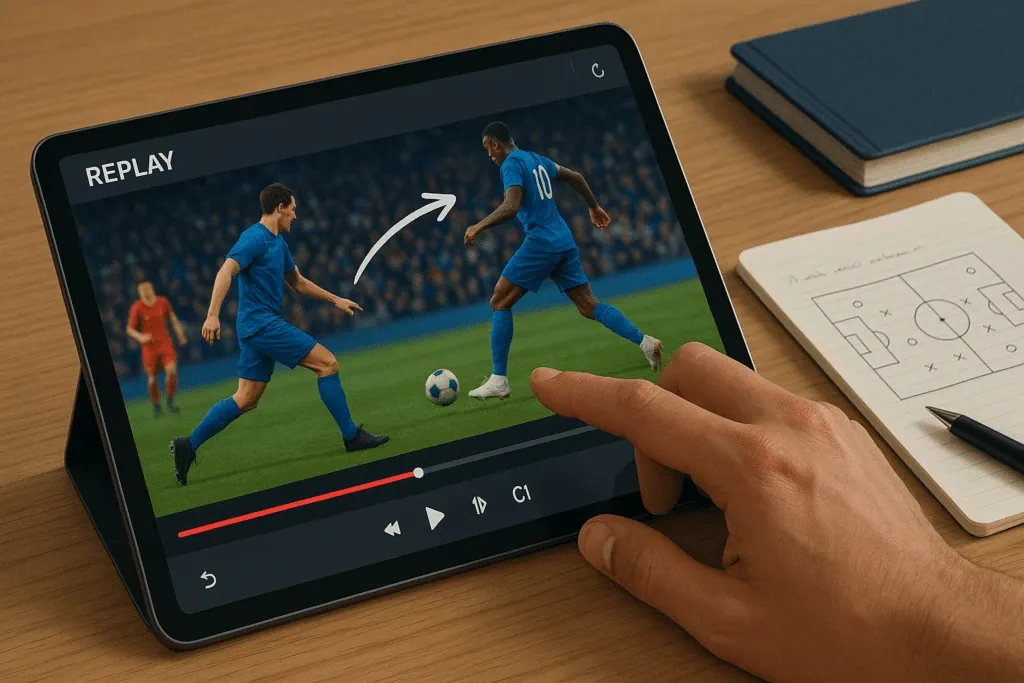 Scena utakmice sa strelicom na tabletu u REPLAY