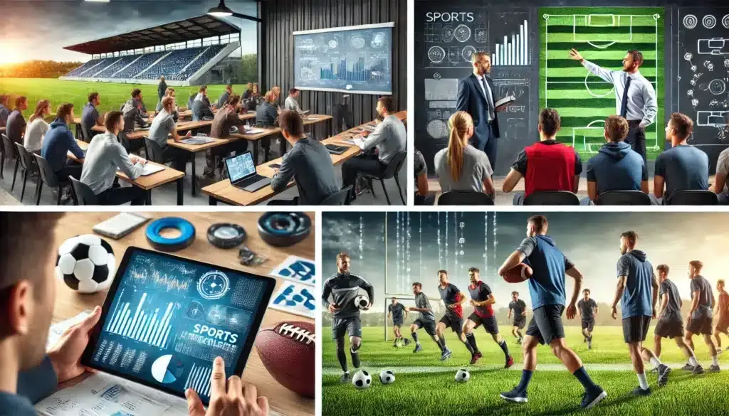 Various pictures showing a coaches training programme