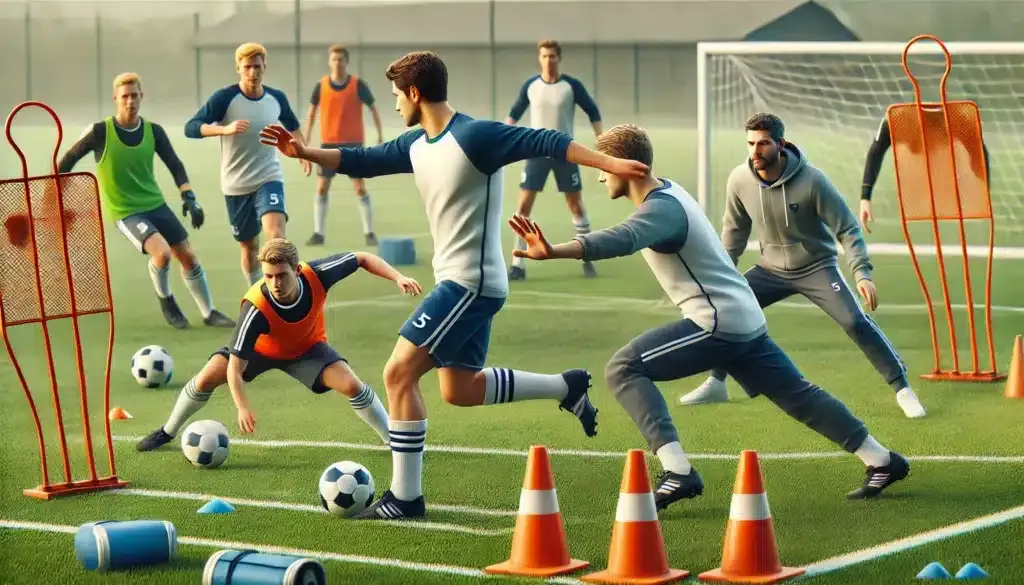 Players during defensive training