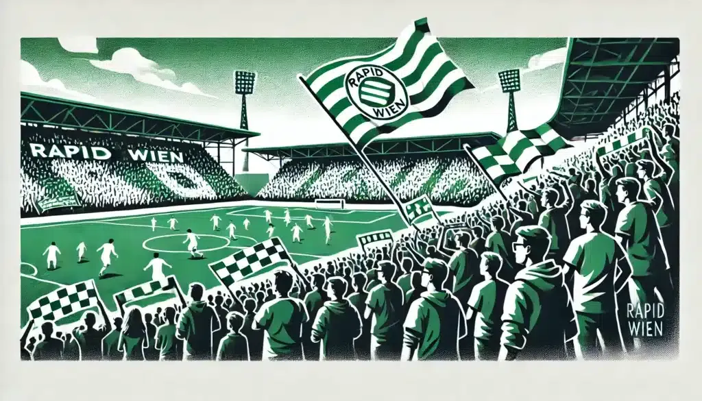 Rapid Vienna fans depicted in a minimalist style