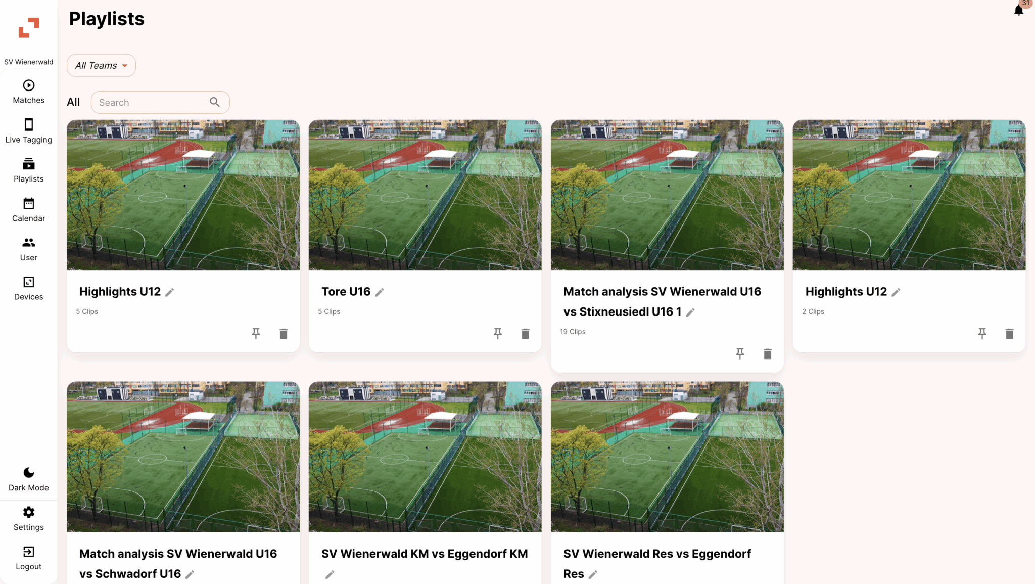 Analyseclips und Playlists zentral in zone14 REPLAY organisieren